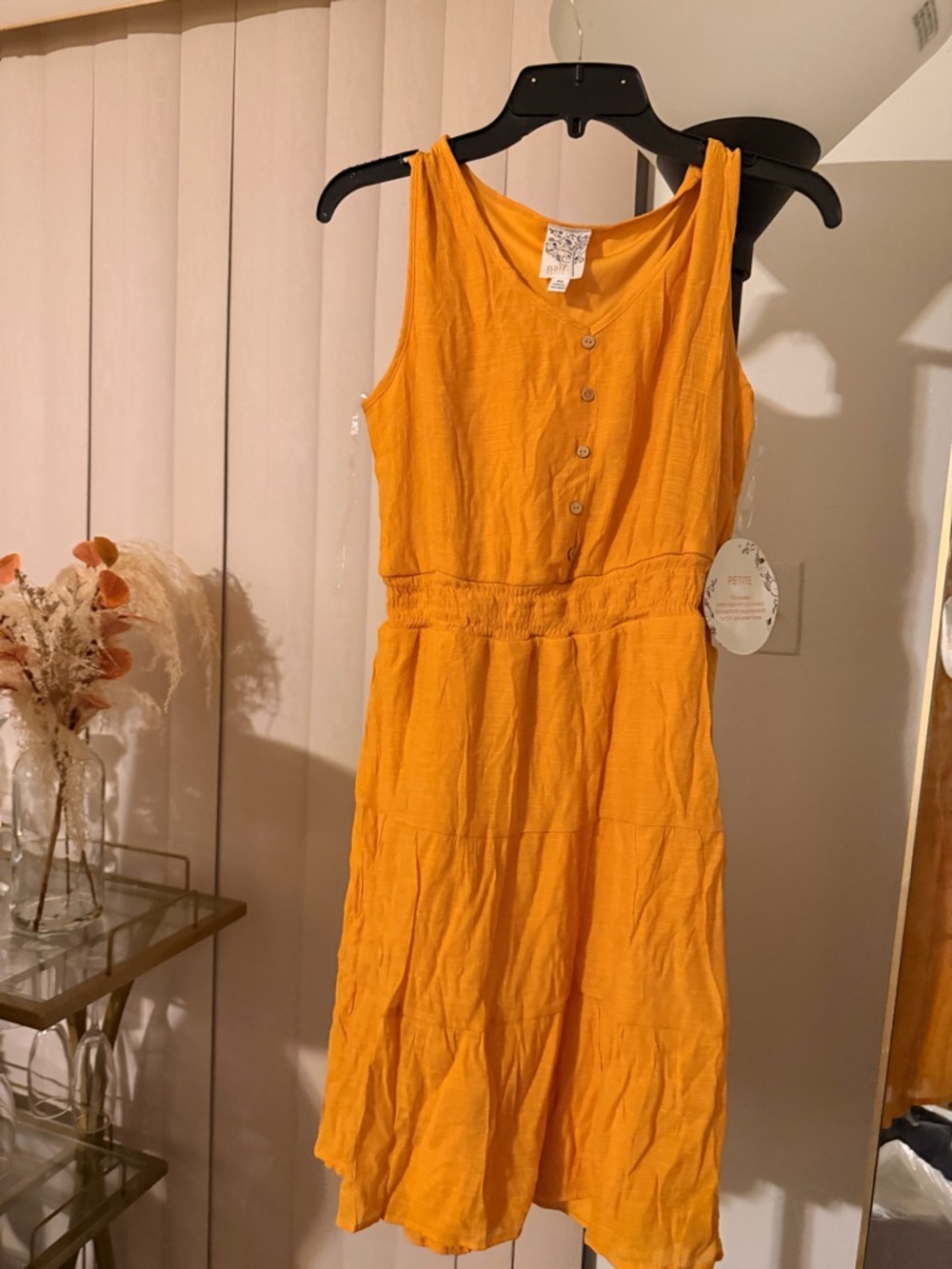 Sleeveless Mustard Yellow Button-Front Summer Dress